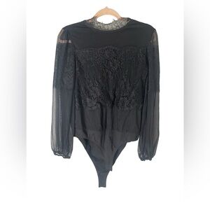 Broadway 38 size medium black bodysuit sexy lace‎ size medium